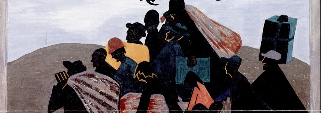 archive mural of people together carrying items